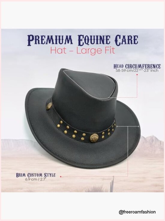 Genuine Cowhide Leather Cowboy Hat - Unisex Western Outback, Size L 58-59 cm main image 7
